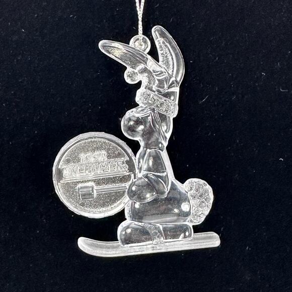 Energizer Bunny Ornament 1992 Clear Acrylic Skiing Drummer Christmas - Picture 3 of 13